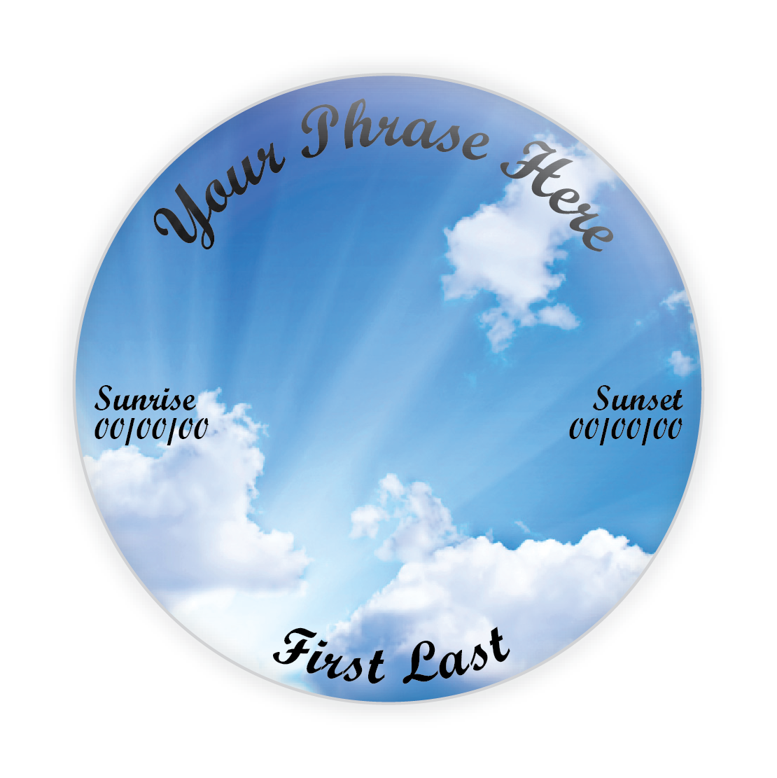 Cloud Background Memorial Button Alternate Design Style  #1001