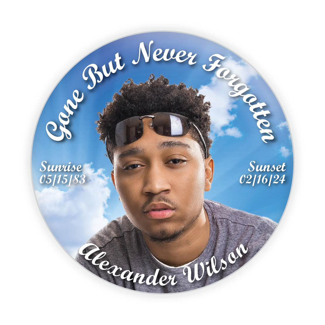 Cloud Background Memorial Button Alternate Design Style  #1001