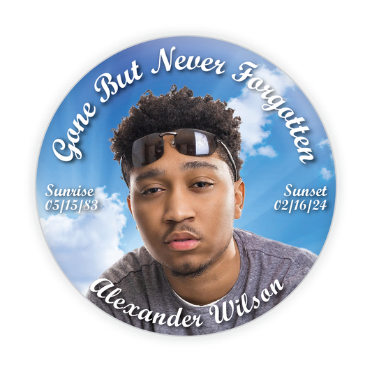 Cloud Background Memorial Button Alternate Design Style  #1001