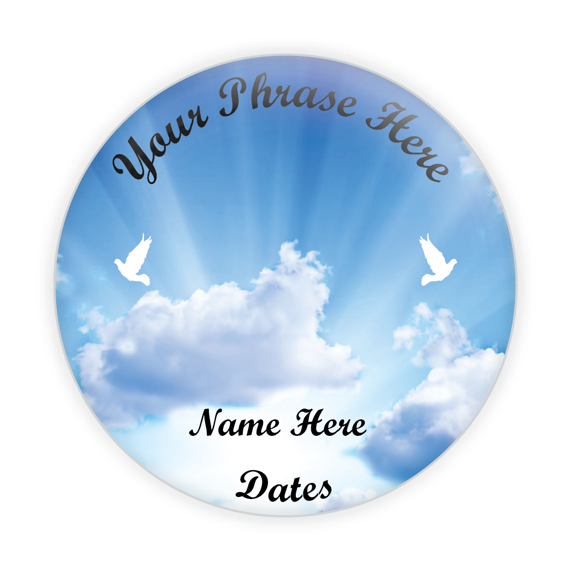 Cloud Background with Doves Memorial Button #1002