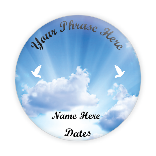 Cloud Background with Doves Memorial Button #1002