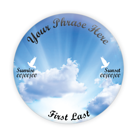 Cloud Background with Doves Memorial Button Alternate Design #1002