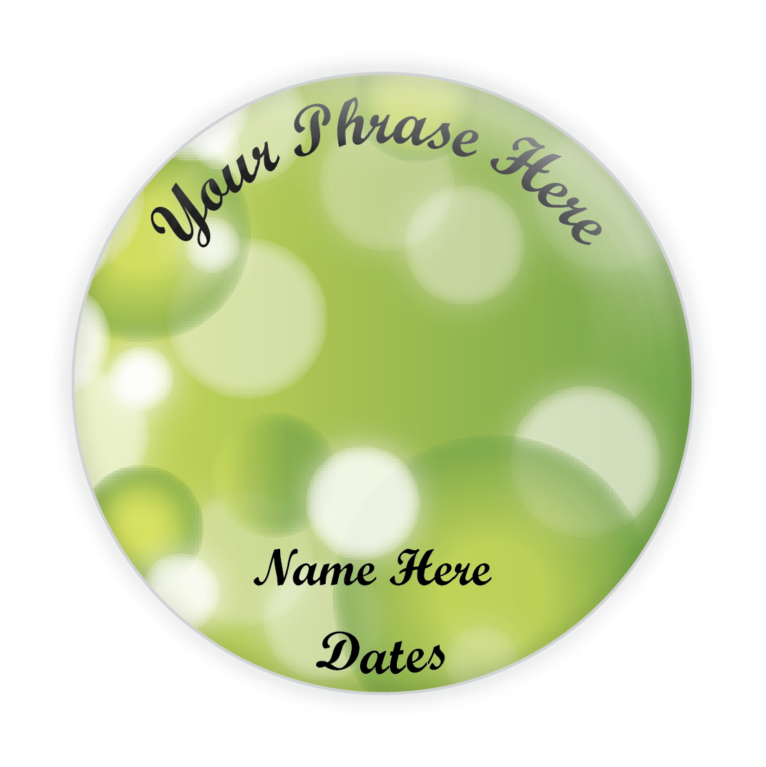 Bright Green Bubble Memorial Button #6002