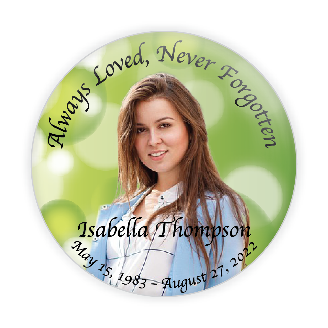 Bright Green Bubble Memorial Button #6002