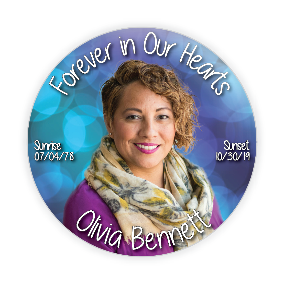 Blue & Teal Bubble Memorial Button #6004
