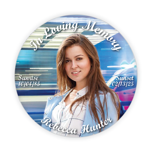 Custom tribute pin featuring a paramedic-themed background, honoring the service of EMS professionals.