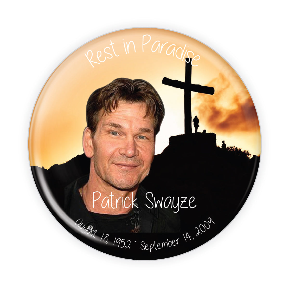 Sunset with Cross Memorial Button #5002