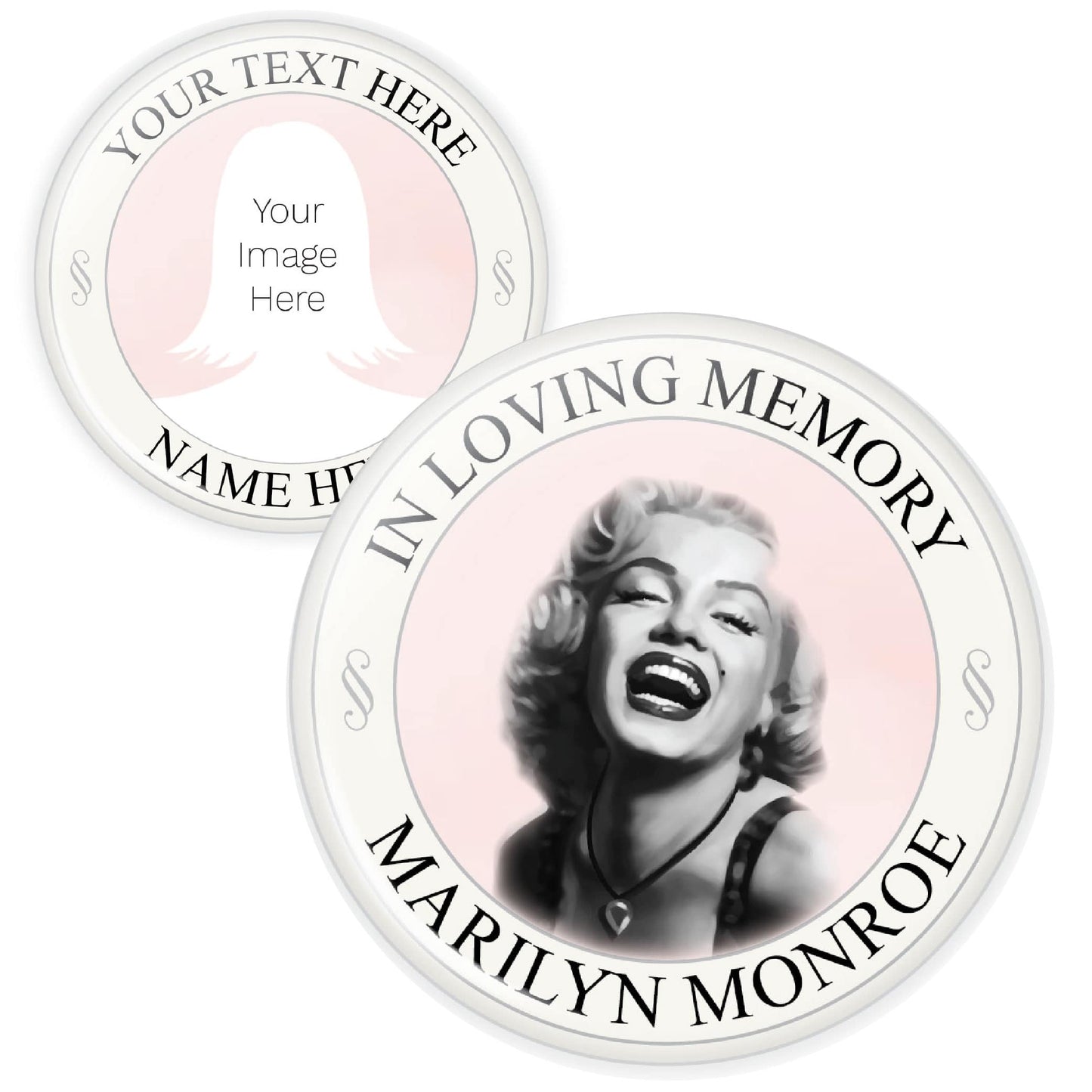 Minimalist and customizable simple tribute memorial button to honor the memory of loved ones.