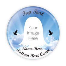 Load image into Gallery viewer, Cloud Background with Doves Memorial Button