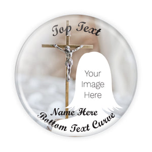 Gold Cross with Jesus Personalizable Button