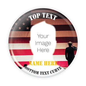 Patriotic American Flag Background Memorial Button