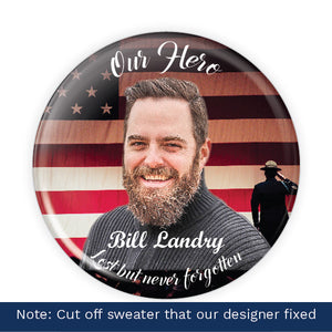 Patriotic American Flag Background Memorial Button